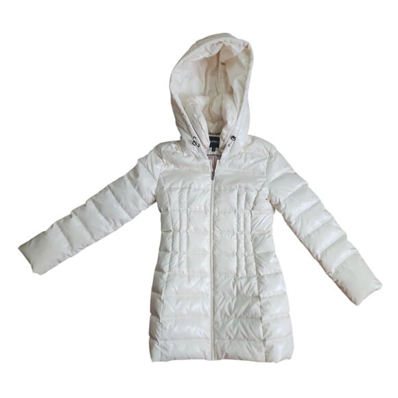 Express Puffer Coat Jacket Womens Size XS Solid White Down Feathers Outdoor Cozy - Picture 1 of 6